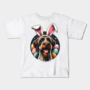 Wirehaired Pointing Griffon Embraces Easter with Bunny Ears Kids T-Shirt